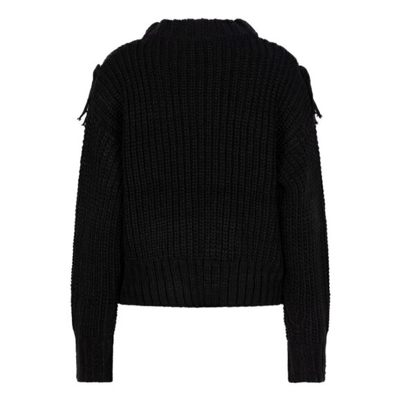 NWT ESQUALO Black Fringe Cable Knit - Picture 6 of 11